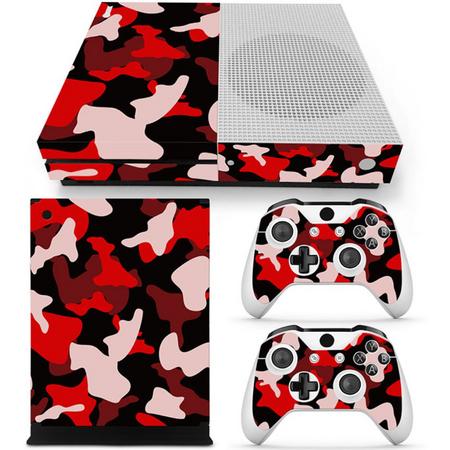 Army Camo / Rood Zwart - Xbox One S Console Skins Stickers