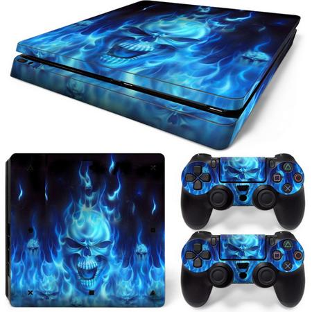 Blue Skull - PS4 Slim Console Skins PlayStation Stickers