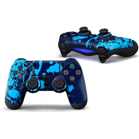 Verfspetters / Blauw met Lichtblauw - PS4 Controller Skins PlayStation Stickers