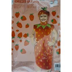 Dress Up Suit - Aardbeien pak - Rood - Meisjes Onesie - Verkleden Verkleed set - Fruit 3 tot 6 jaar