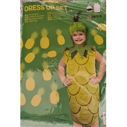 Dress Up Suit - Ananas pak - Geel - Meisjes Onesie - Verkleden Verkleed set - Fruit 3 tot 6 jaar