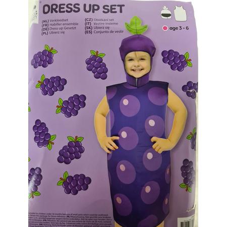 Dress Up Suit - Druiven pak - Paars - Meisjes Onesie - Verkleden Verkleed set - Fruit 3 tot 6 jaar