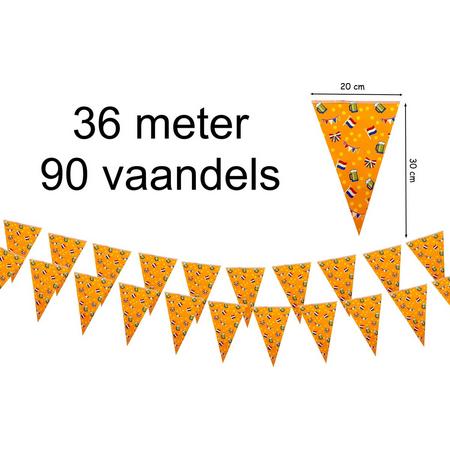 Vlaggenlijn Oranje - Voetbal - EK/WK - Koningsdag - Bierpul -36 meter