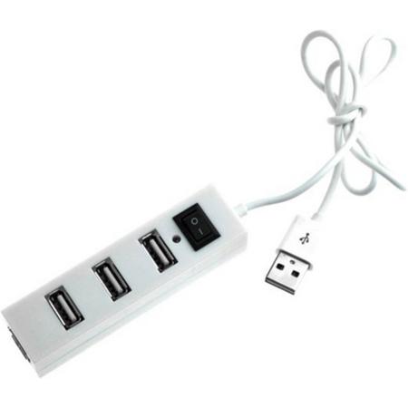 Coretek 4-poorts USB hub met aan/uit schakelaar - USB2.0 / wit - 0,25 meter