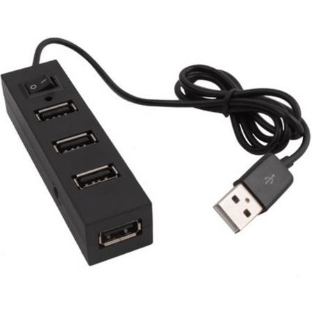 Coretek 4-poorts USB hub met aan/uit schakelaar - USB2.0 / zwart - 0,25 meter
