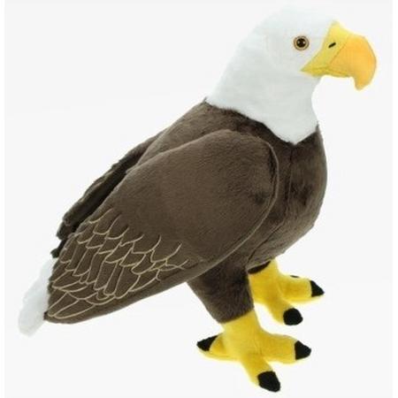 Pluche bruin/witte Amerikaanse zeearend vogel knuffel 35 cm - Amerikaanse  roofvogel knuffels - Speelgoed voor kinderen