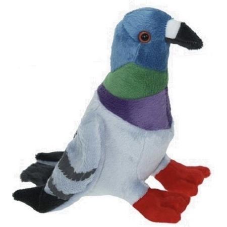 Pluche gekleurde duif vogel knuffel 19 cm - Duiven knuffeldieren - Speelgoed voor kind