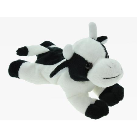 Pluche knuffel dieren Koe zwart/wit van 19 cm - Speelgoed boerderij knuffels - Cadeau voor jongens/meisjes