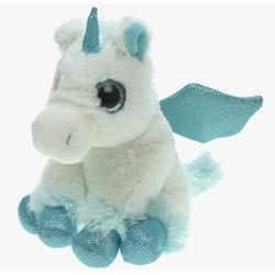 Pluche knuffel dieren Unicorn/eenhoorn wit/blauw van 20 cm - Speelgoed knuffels - Cadeau voor meisjes
