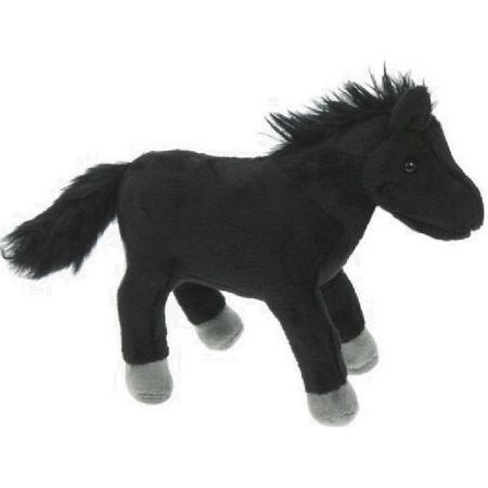 Pluche zwarte paarden knuffel 25 cm - Paarden knuffels - Speelgoed voor kinderen