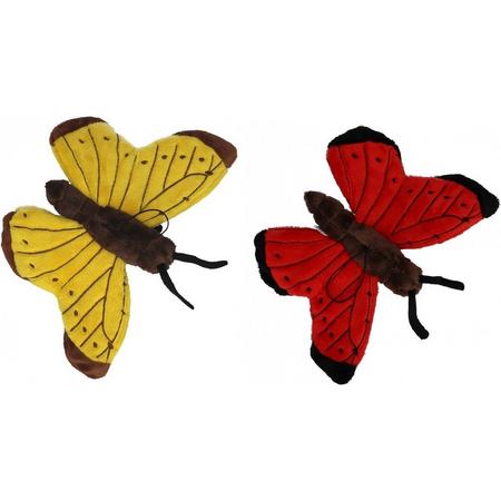 Set of 2x soft toy animals butterflies 21 cm - Decoratie dieren kinderkamer