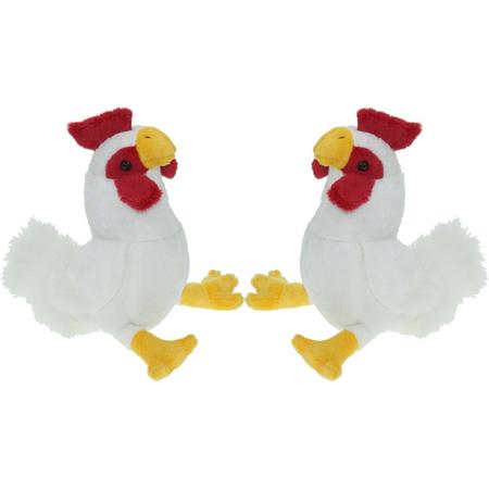 Set van 2x stuks pluche knuffel dieren Kip vogel van 20 cm - Speelgoed kippen knuffels - Cadeau voor jongens/meisjes
