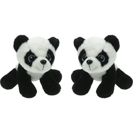 Set van 2x stuks pluche knuffel dieren Panda beer van 25 cm - Speelgoed knuffels - Cadeau