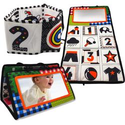 Cosia Kijk- en Knisperboekje - Set van 2 - baby speelgoed 6 maanden - 0 Jaar - montessori speelgoed - Buggyboekje - Buikligtrainer