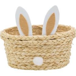 Beige paasmandje met rabbit ears 17 cm - Paasdecoratie - Paasmandje - Pasen - Paaseieren mandje