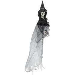 Halloween - Horror heks hangdecoratie pop met licht 120 cm - Halloween heksen hangversiering