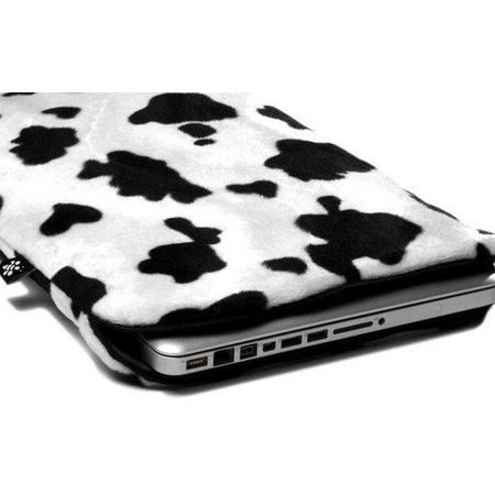 Laptophoes 15 inch Lazy Cow (wit/ zwart)