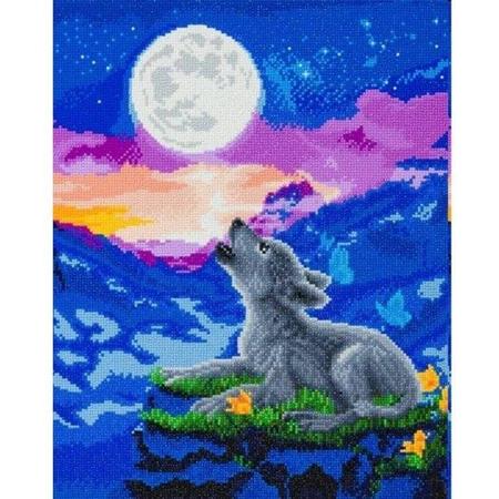 Craft Buddy Crystal Art - Howling Wolf Cub Met Frame 40 X 50 Cm