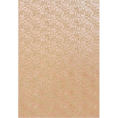 Craft Perfect Foiled kraft card - A4 - 5stuks - Rose gold blossom
