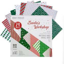 Craft Perfect Patroonpapier - Tweezijdig - 15,2x15,2cm - Santas workshop - 24 vellen (8 designs)