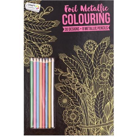 Metallic kleurboek met 8 kleurpotloden - Kleuren - Metallic - Foil - Kleurpotloden - Kleurtjes - Bloem