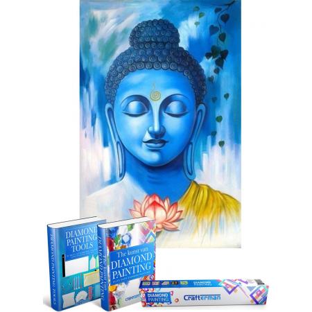 Crafterman™ Diamond Painting Pakket Volwassenen - Prachtige blauwe boeddha - 30x40cm - volledige bedekking - vierkante steentjes - hobby pakket - Met tijdelijk 2 E-Books