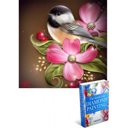 Crafterman™ Diamond Painting Pakket Volwassenen -  volledige bedekking -  hobby pakket - Vogel in bloemen - 25x35cm - Met tijdelijk E-Book