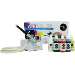 Crafts & Co Airbrush Set met Compressor Inclusief 5 Kleuren Acrylverf