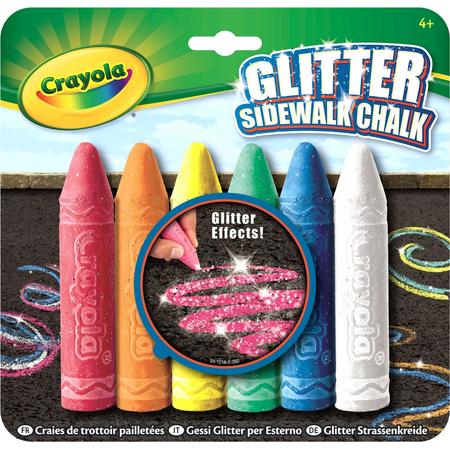 Crayola Glitter Stoepkrijt - 6 Stuks