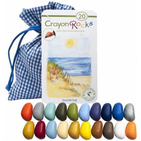 Crayon Rocks (20) krijtjes in een blauw-wit geruiten zakje