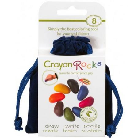 Crayon Rocks 8 Colours in een blauw fluwelen zakje