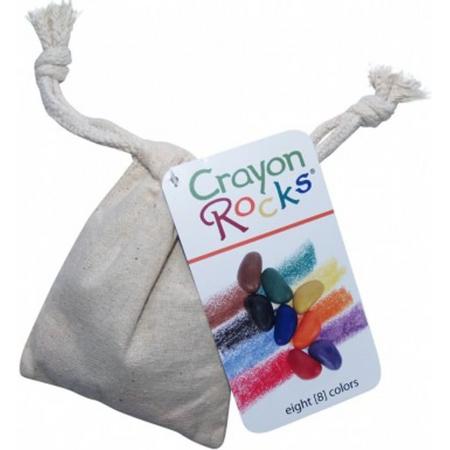 Crayon Rocks Een ecru katoenen zakje met 8 krijtjes
