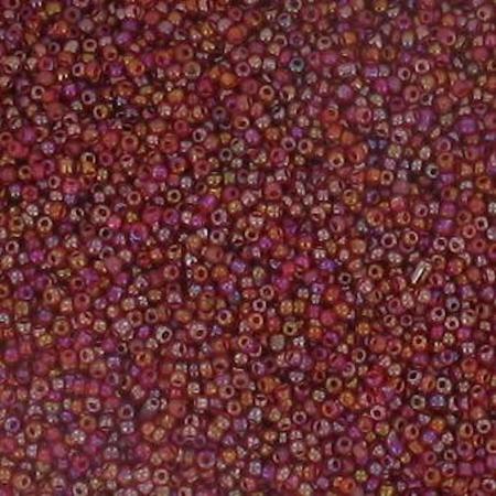 Glaskralen, Regenboog, [ rocailles ]  2 mm, 450 gram, rood.