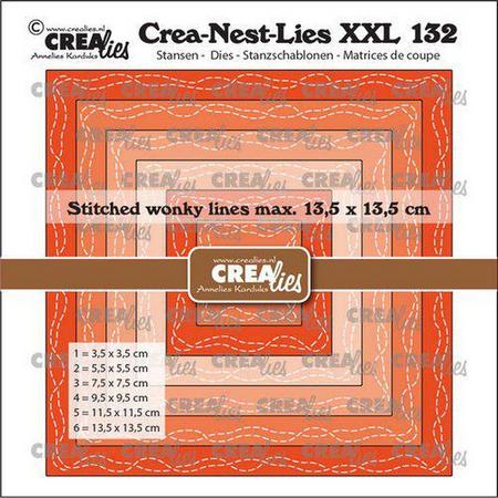 Creadies Crea-nest-dies XXL Vierkanten m. 2 slinger stiklijnen CLNestXXL132 13,5x13,5cm (07-22)