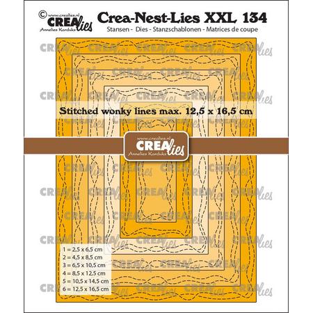 Crealies Crea-Nest-Lies XXL Rechthoeken Met 2 Slingerende Stiklijnen