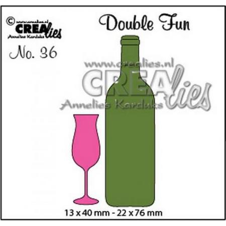 Crealies Double Fun no. 36 champagneglas en wijnfles klein CLDF36 13x40 - 22x76mm