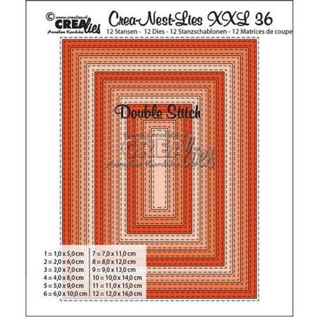 Crealies Double Stitch Rectangle maximaal 12 x 16 centimeter / XXL36