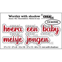   Wordzz with shadow snijmallen - Hoera een baby/meisje/jon