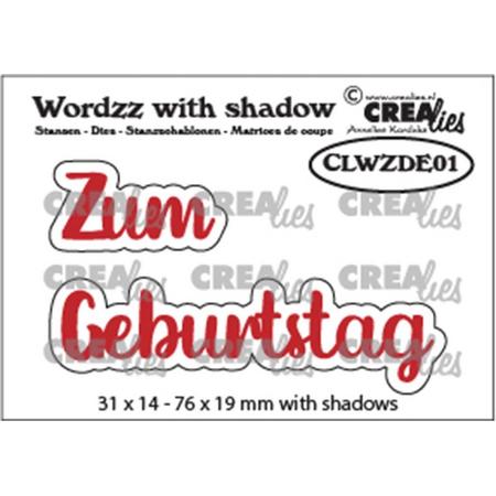 Crealies Wordzz with shadow snijmallen - Zum geburtstag
