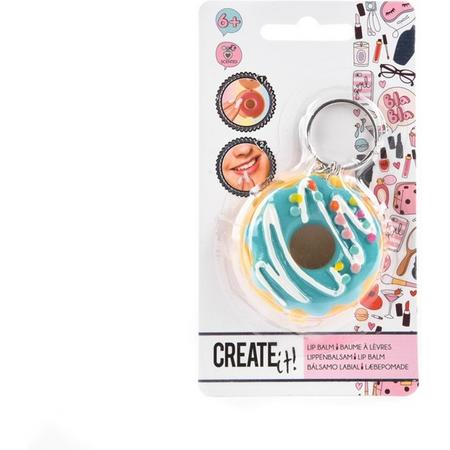Create It! Donut Lippenbalsem Turquoise/Wit Sleutelhanger