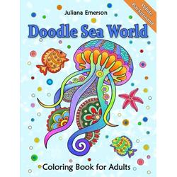 Doodle Sea World Coloring Book for Adults White Background