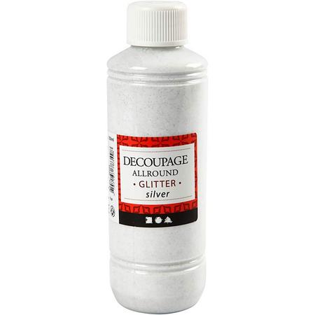 Decoupage Allround, zilver, glitter, 250 ml