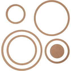 Muurdecoratie, cirkels, d: 8-23 cm, dikte 5 mm, MDF, 6stuks