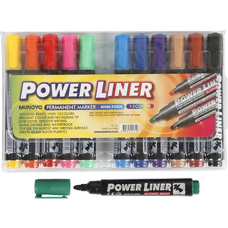 Power Liner, lijndikte: 1,5-3 mm, 12 div, diverse kleuren