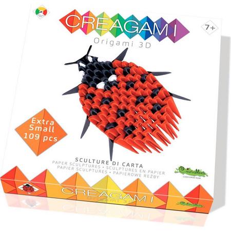 Creagami XS: LIEVEHEERSBEESTJE Origami 3D H10cm, 109-delig, doos 21x21x3cm. Made