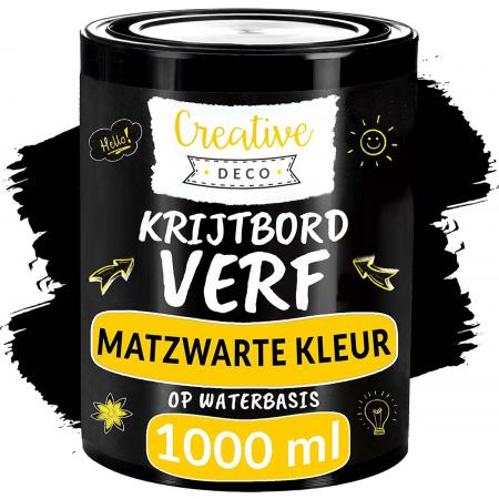 Creative Deco 1L Krijtbord Verf – 1000ml – Mat Zwart, Watergedragen