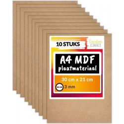 Creative Deco A4 MDF-Plaat – 300x210x3mm – 10 st., Lasersnijden, Freeswerk