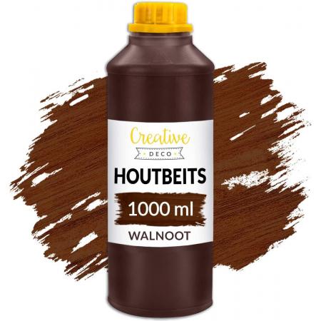 Creative Deco Houtbeits Waterbasis – 1 Liter – Walnoot Kleur, Sneldrogend