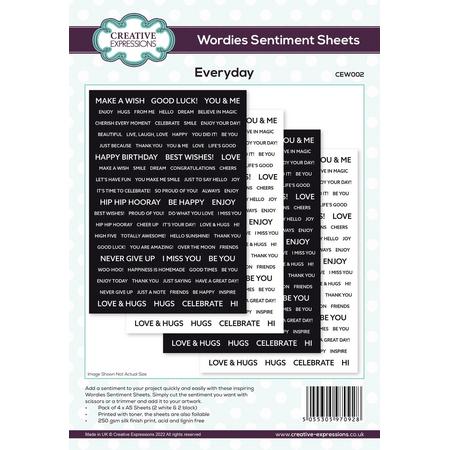 Creative Expressions Wordies Sentiment Sheets 6x8 Inch Everyday (4pcs) (CEW002)