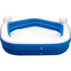 Creative Kids - Vijfhoekig Familiezwembad - Opblaasbaar - 2 Loungestoelen - 213 x 206 x 60 cm - Drankjeshouders - Hoofdsteunen